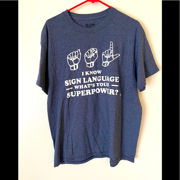 Gildan Blue Sign Language Tee - Picture 1 of 4
